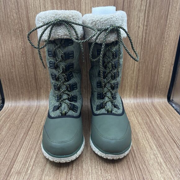 L.L Bean Womens 8 Medium Waterproof Ultralight Snow Boots Insulated 200g Green - Picture 2 of 8